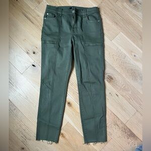 7 for mankind khaki green jeans w frayed bottoms, like new worn once size 29